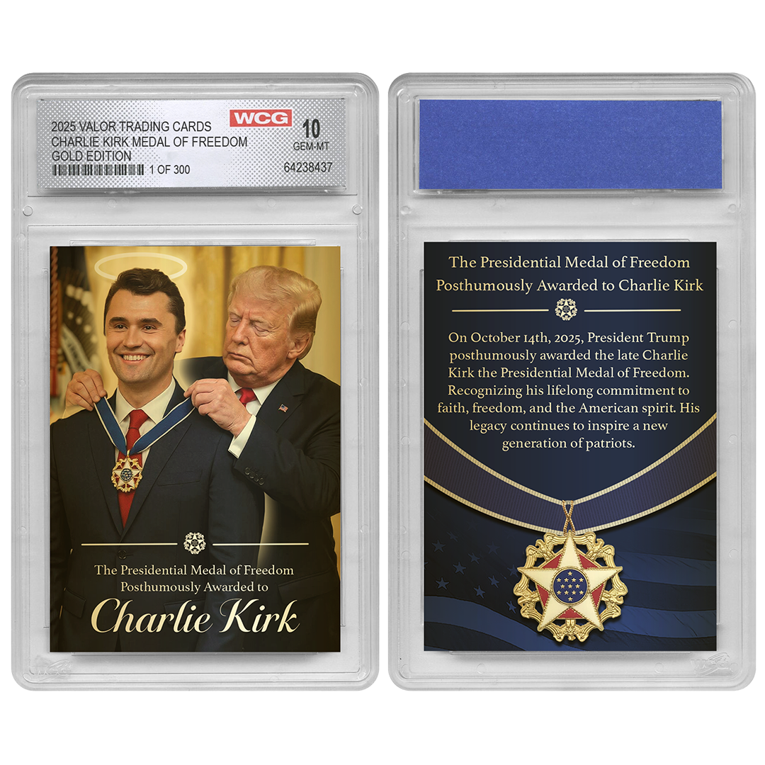GOLD HALO EDITION - Presidential Medal Of Freedom Charlie Kirk Collectible Card - Only 300 Available - Individually Numbered