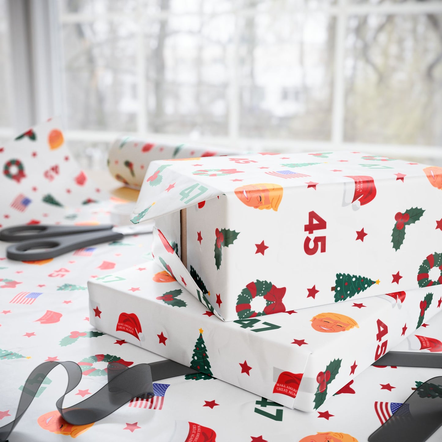 45th & 47th President Trump Christmas Wrapping Paper
