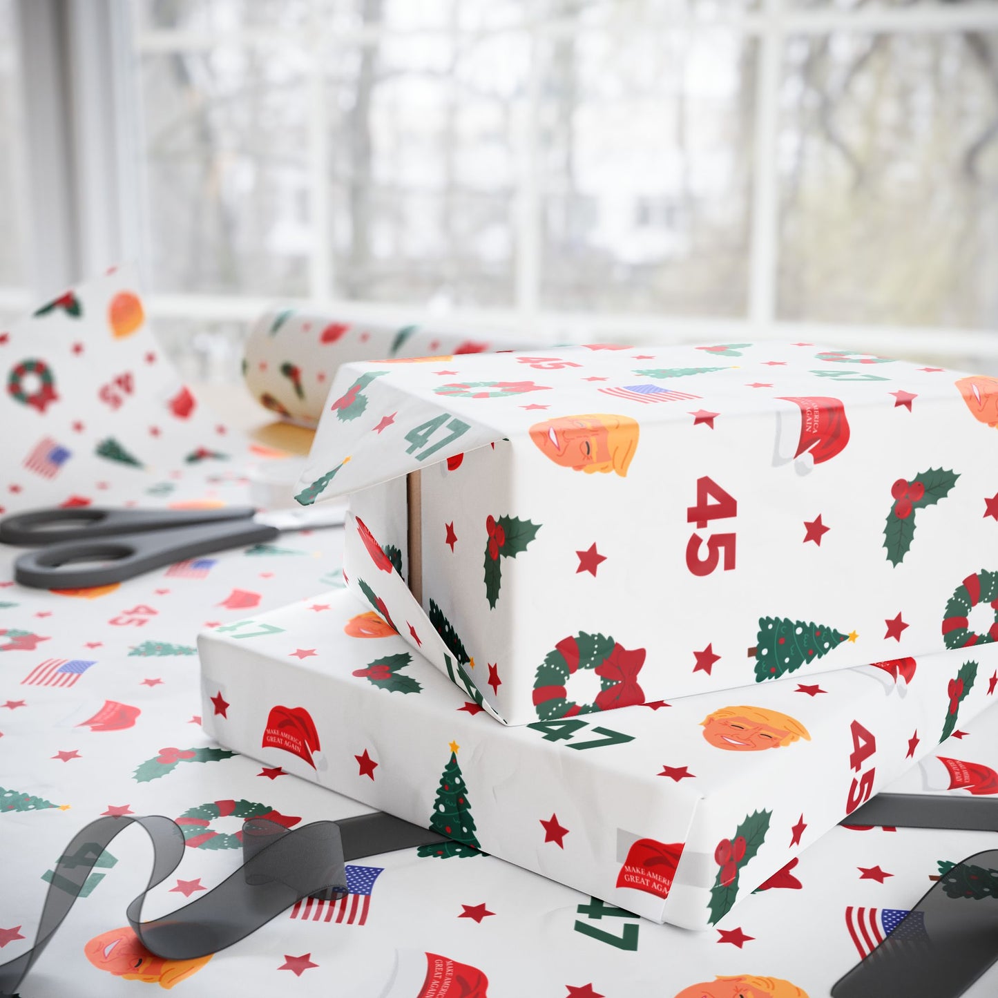 45th & 47th President Trump Christmas Wrapping Paper