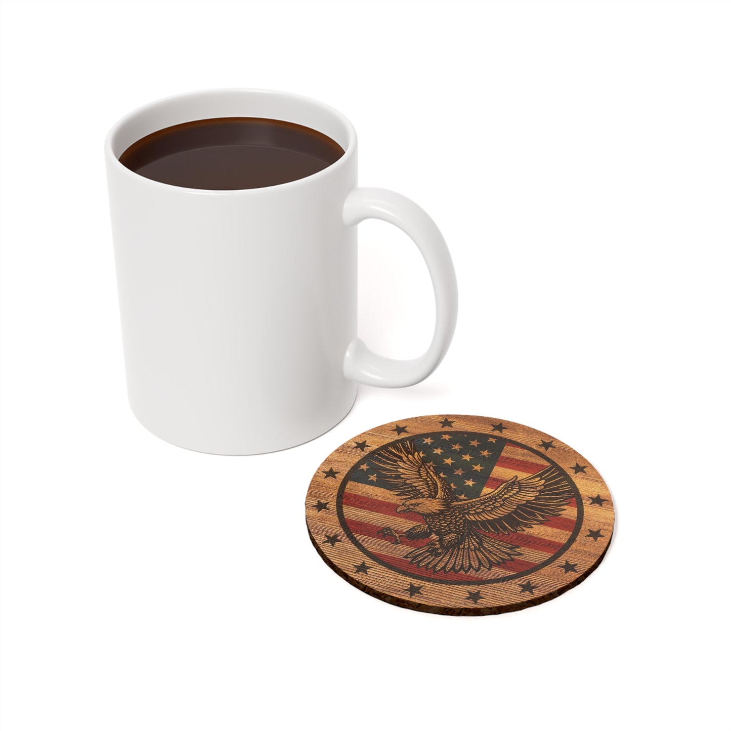 Eagle and Flag Cork Back Coaster