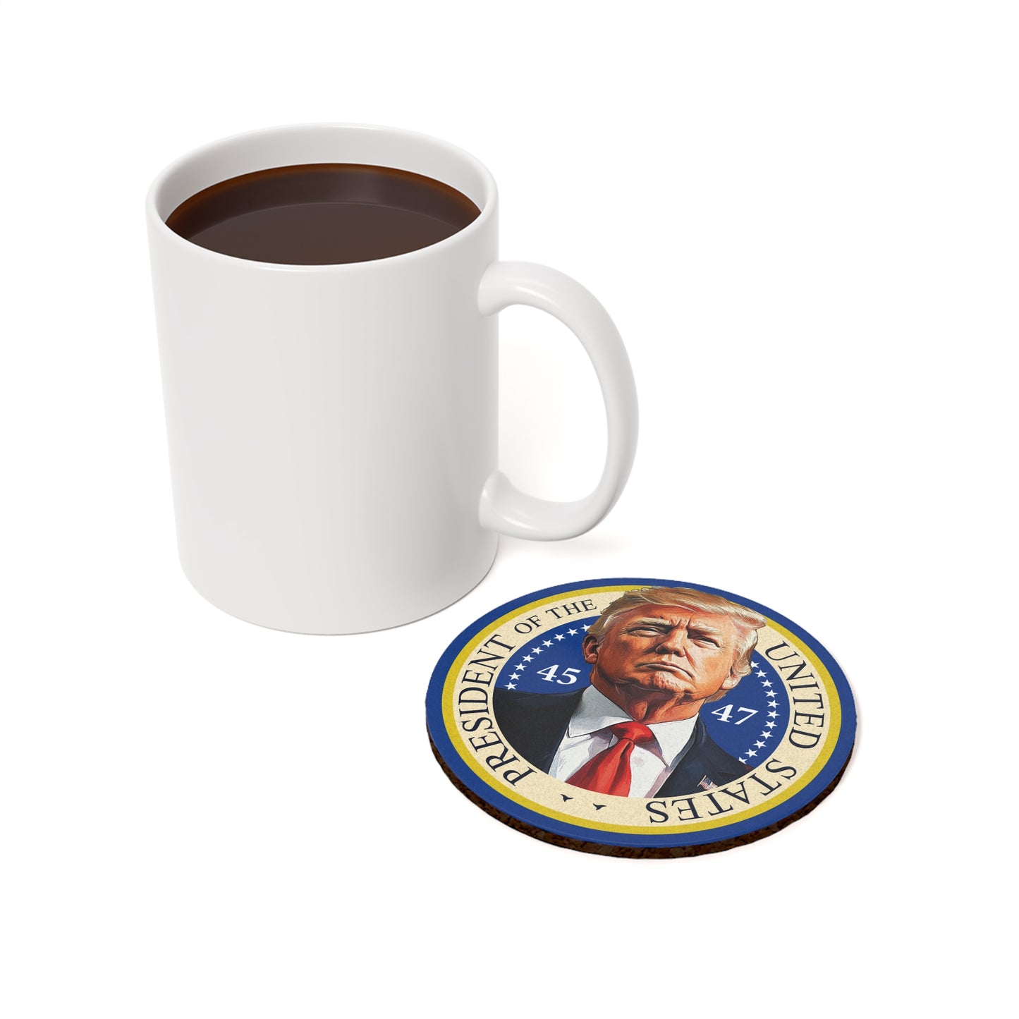 Trump 45th 47th President Cork Back Coaster