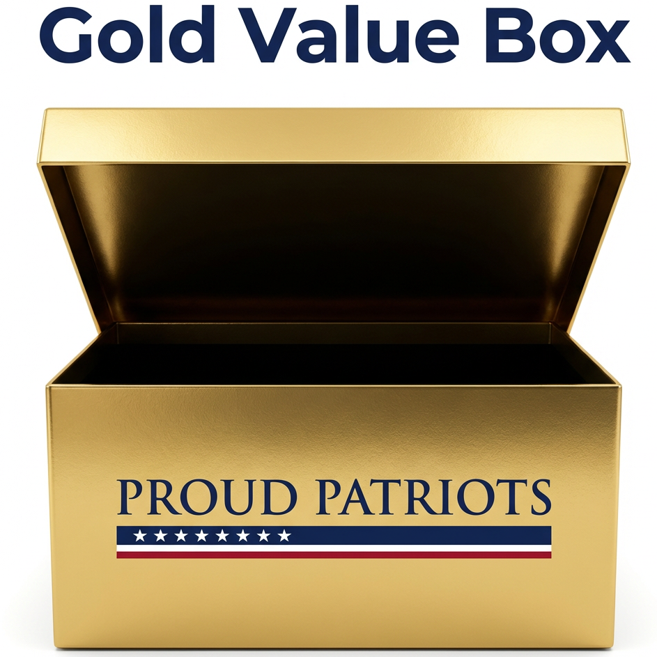 Gold Value Box | 18 Trump Collectibles Valued at $250 – Proud Patriots