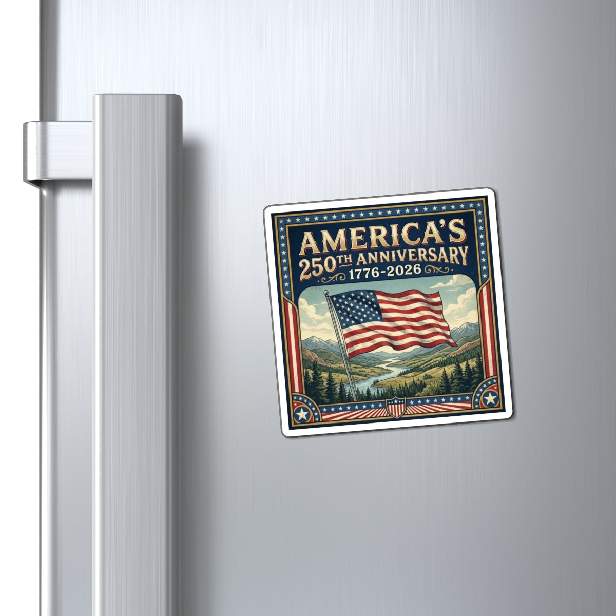 Waving Flag - America's 250th 1776-2026 Refrigerator Magnet