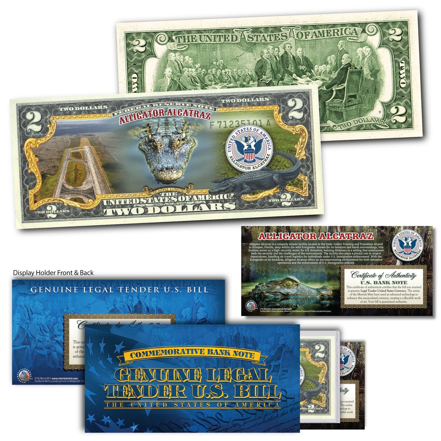 Alligator Alcatraz - Genuine Legal Tender U.S. $2 Bill