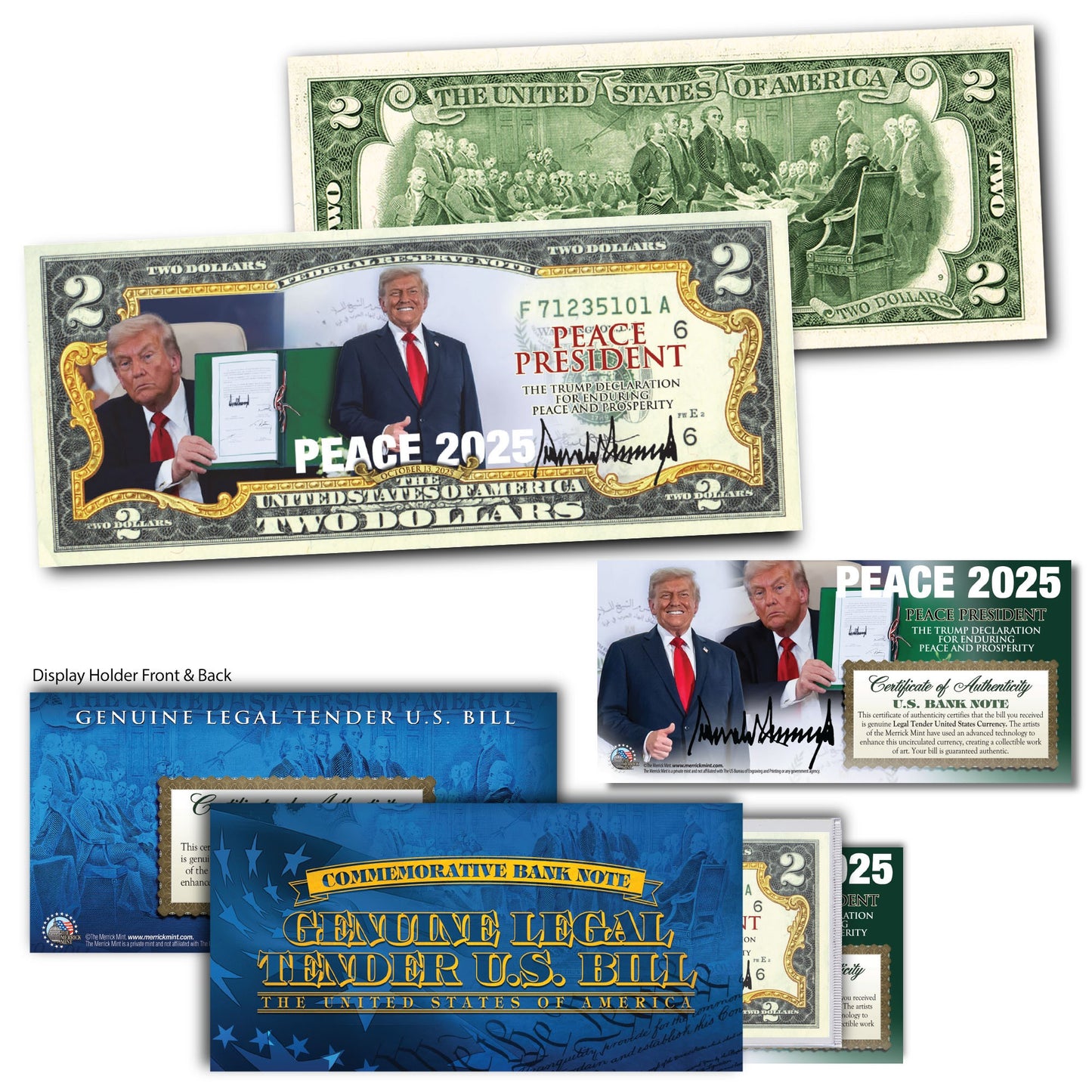 Peace President $2 Bill + Coin Bundle