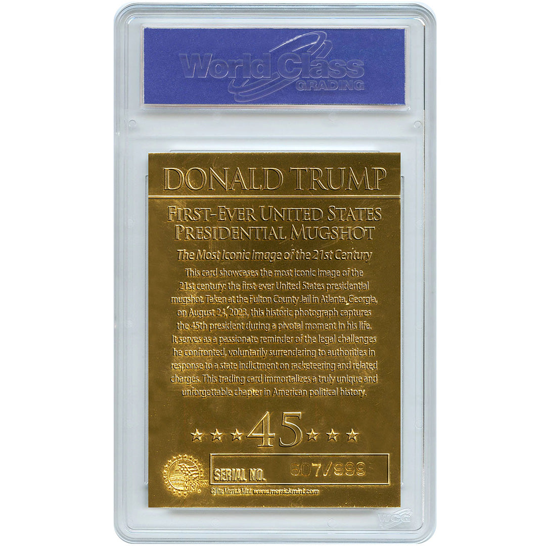 President Trump Mugshot Gold Card - Silver Laser Edition - Individually Numbered (Limited Run of 999 Units)