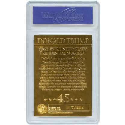 President Trump Mugshot Gold Card - USA Flag Laser Edition - Individually Numbered (Limited Run of 999 Units)