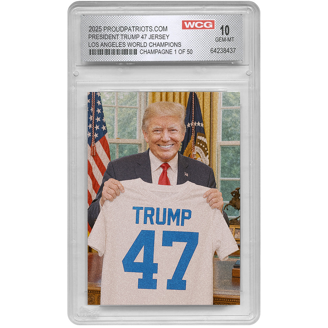Trump 47 Los Angeles Jersey Trading Card | Pearl Champagne | Only 50 Available | Individually Numbered | Graded GEM-MT 10