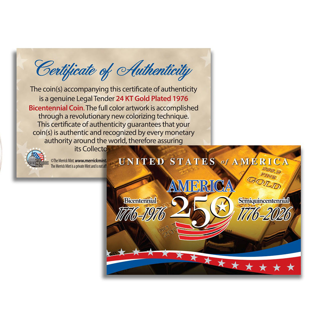 1976 Bicentennial – 24KT Gold Plated & Colorized Semiquincentennial Washington Quarter