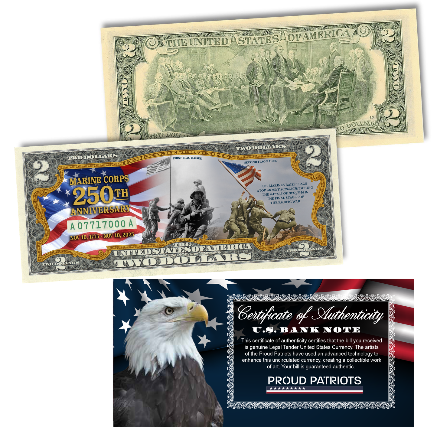 Marine Corps 250th Anniversary - Genuine Legal Tender U.S. $2 Bill