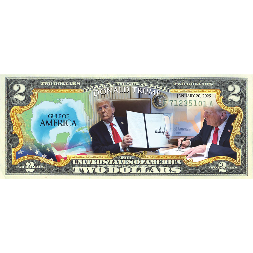 President Donald Trump Gulf of America Collectible $2 Bill (Genuine Legal Tender)