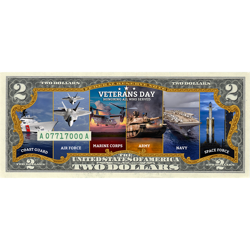 Veterans Day 2025 - Genuine Legal Tender U.S. $2 Bill