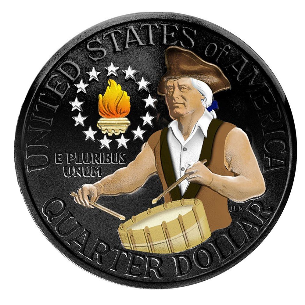 "1976 Independence" - Black Ruthenium Bicentennial Quarter - Proud Patriots