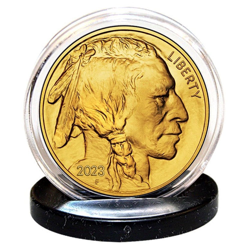 2023 24K Gold Clad $50 AMERICAN GOLD BUFFALO Indian Head TRIBUTE Coin - Proud Patriots