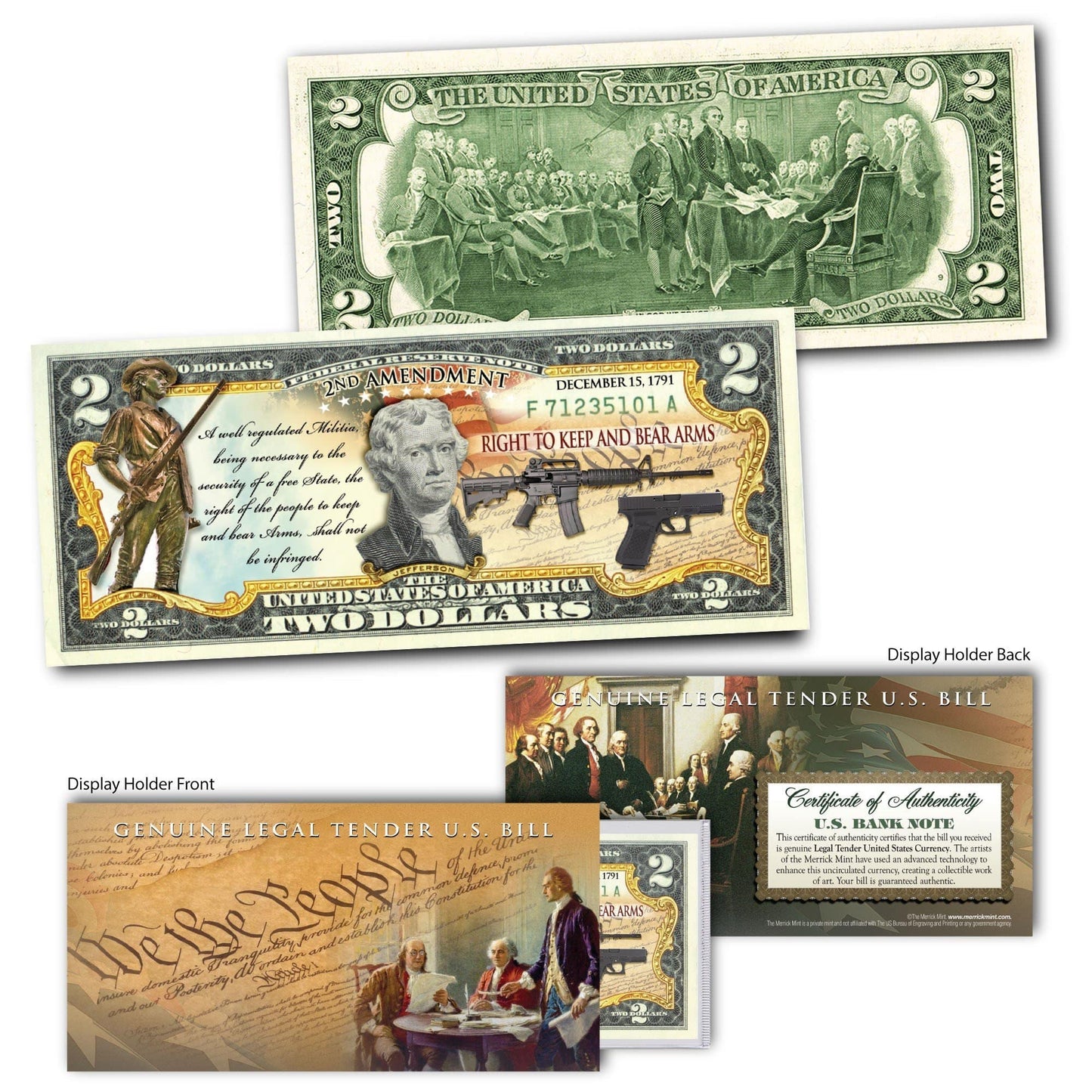 "2nd Amendment" - Genuine Legal Tender U.S. $2 Bill - Proud Patriots