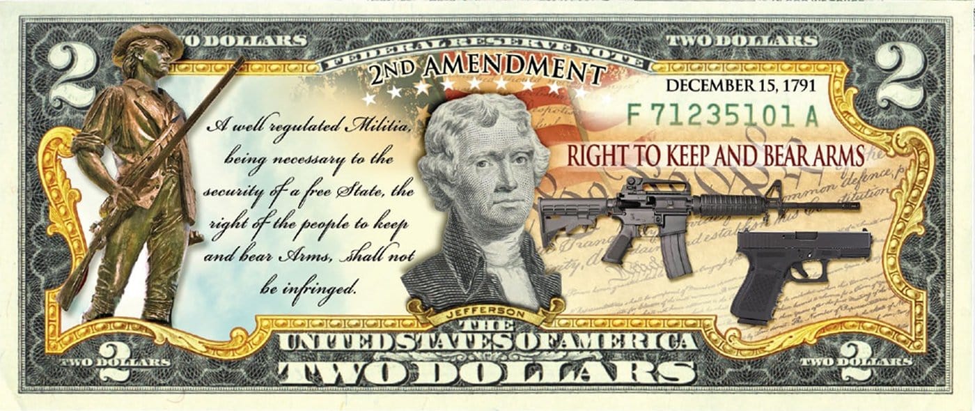 "2nd Amendment" - Genuine Legal Tender U.S. $2 Bill - Proud Patriots