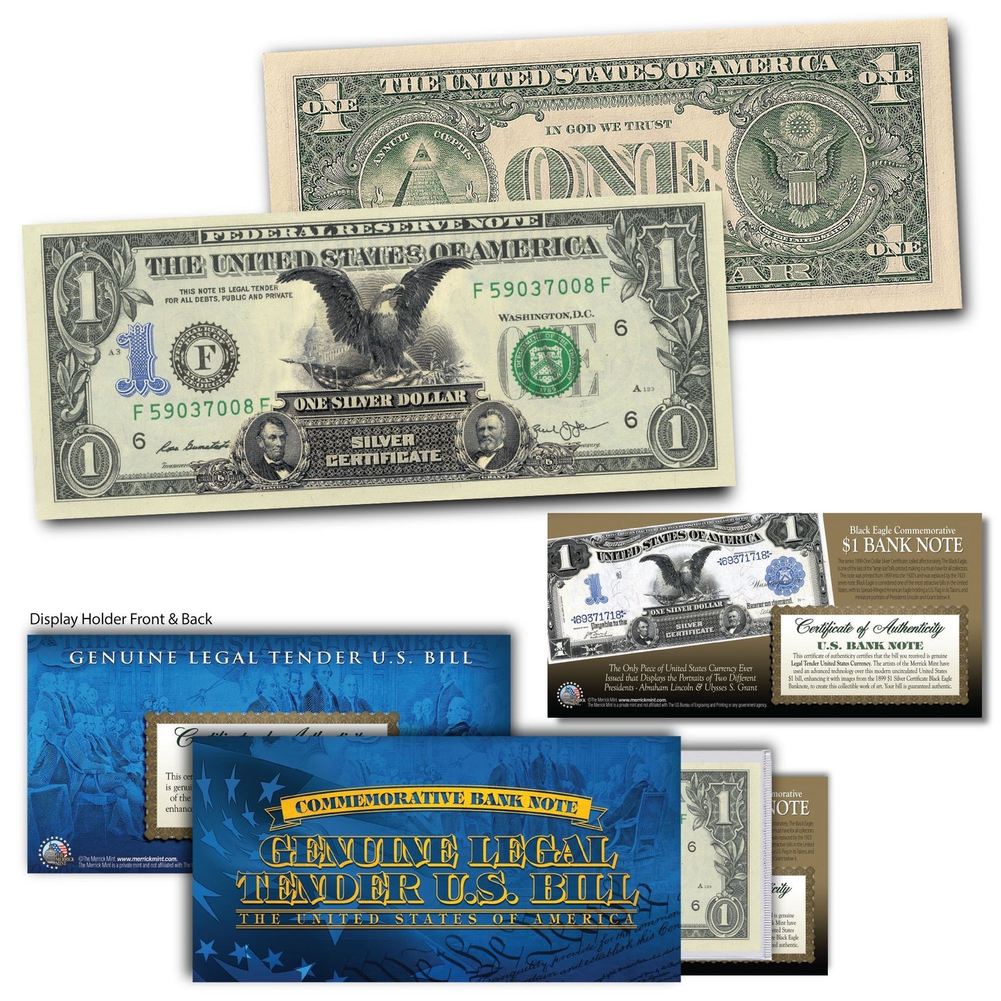 "Black Eagle" - Genuine Legal Tender U.S. $1 Bill - Proud Patriots