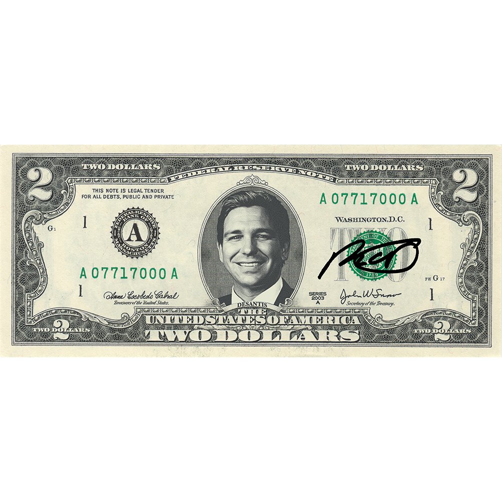 DeSantis $2 Bill - (U.S. Genuine Legal Tender) - Proud Patriots