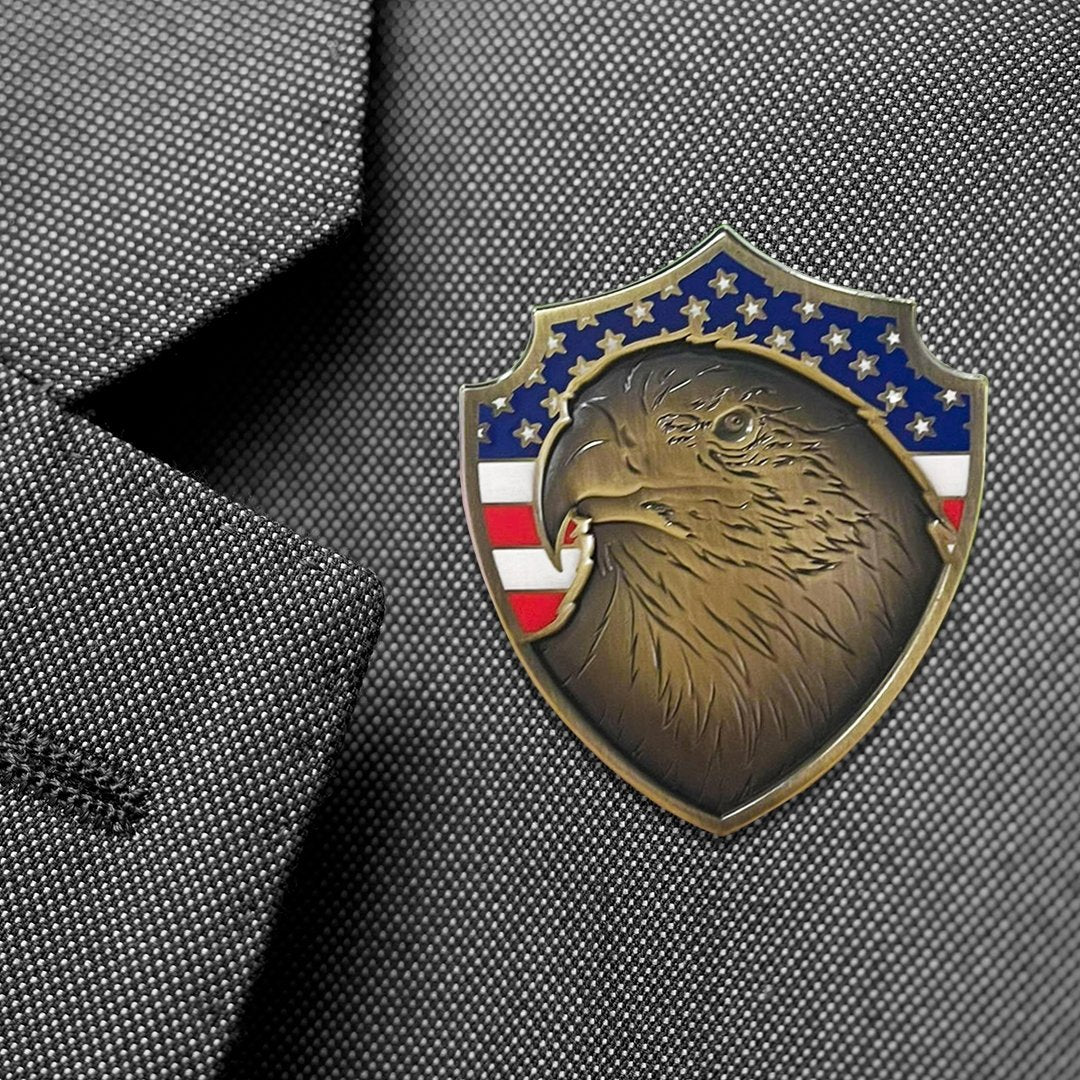 Eagle Shield Enamel Pin - Proud Patriots