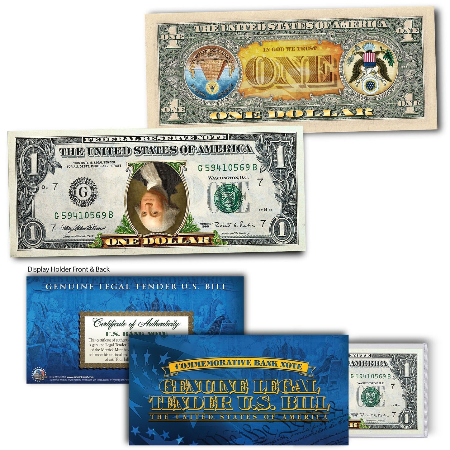 "INVERTED ONE DOLLAR" - Genuine Legal Tender U.S. $1 Bill - Proud Patriots