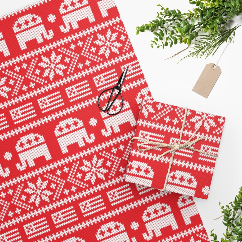 Republican Christmas Sweater Wrapping Paper - Proud Patriots