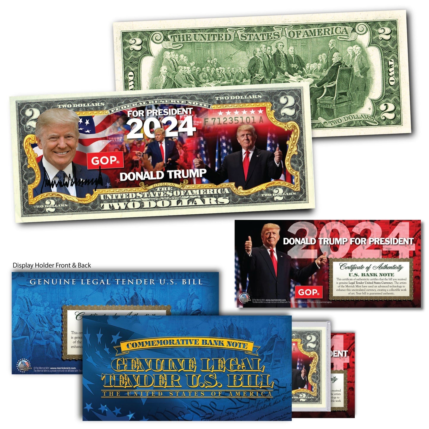 Trump 2024 - Genuine Legal Tender U.S. $2 Bill - Proud Patriots