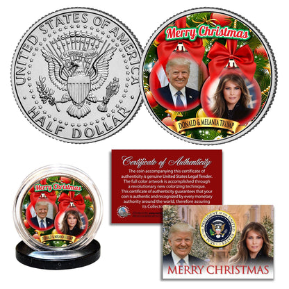 Trump Family Merry Christmas 2021 | Christmas Ornaments Edition (Genuine Legal Tender U.S. JFK Coin) - Proud Patriots