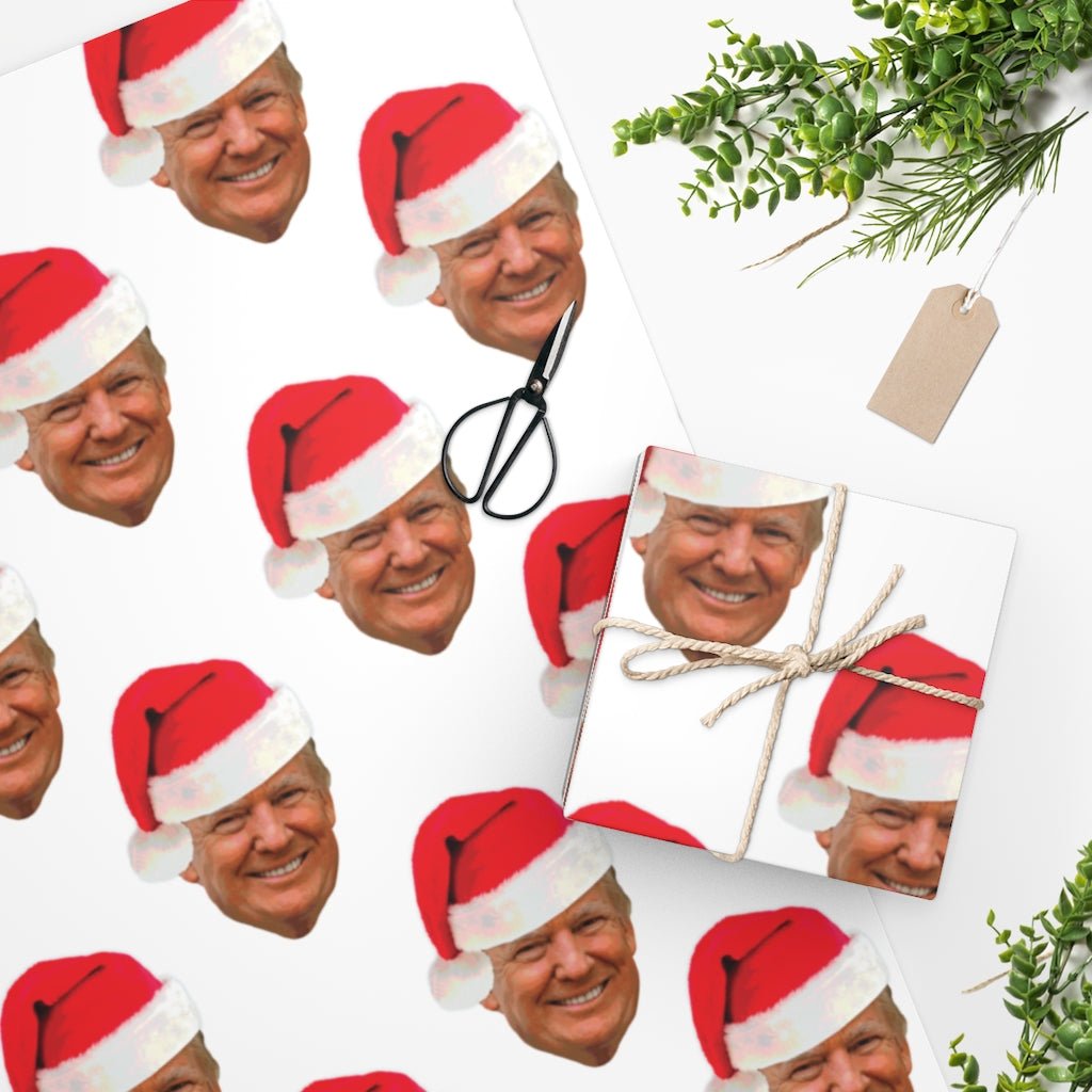 Trump Santa Pattern Wrapping Paper - Proud Patriots