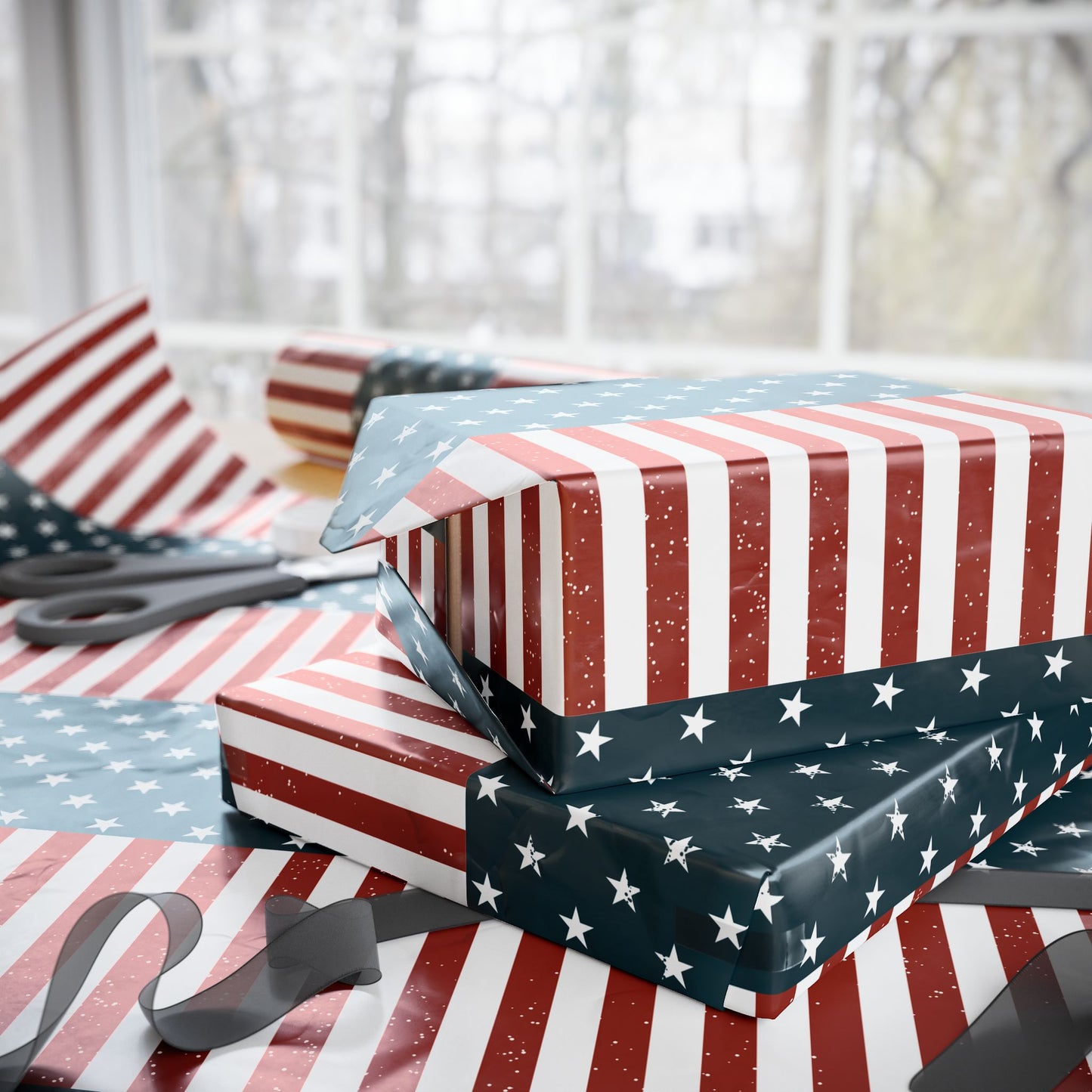 Distressed Flag Wrapping Paper