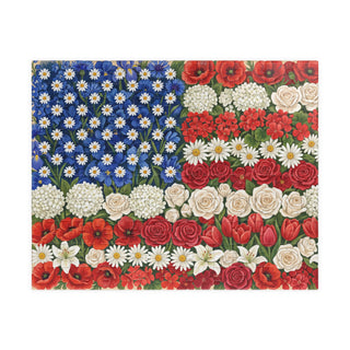 Floral American Flag Puzzle — Patriotic Flower Jigsaw (110/252/520/1014 pcs)