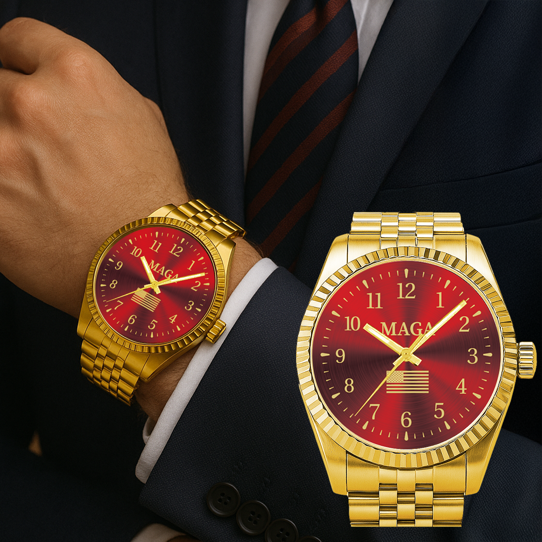 Gold & Red MAGA Watch – Only 100 Available (Pre-order Expected to Ship in August, 2025)