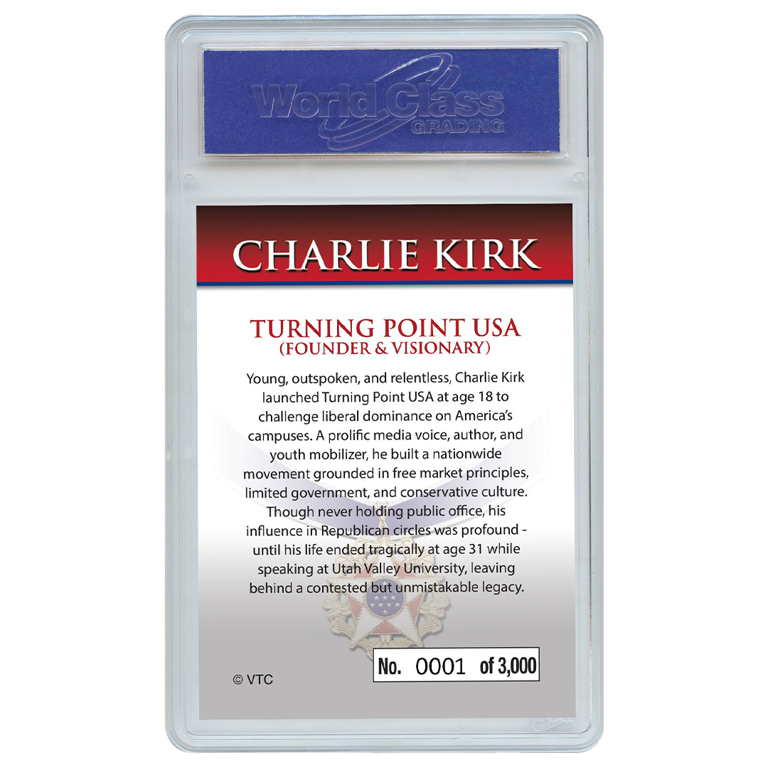 In Memoriam Medal Of Freedom Charlie Kirk Individually Numbered (to 3,000) Collectible Card + FREE MATCHING COIN!