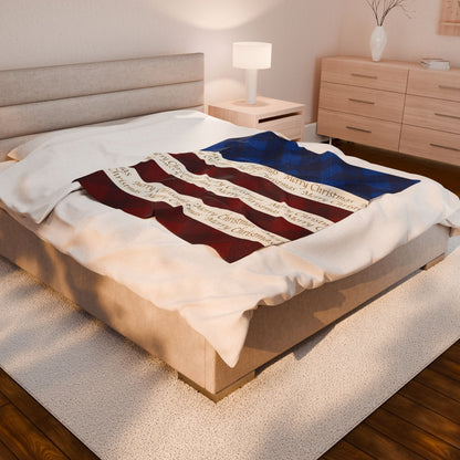 Red White Blue Christmas Plush Blanket