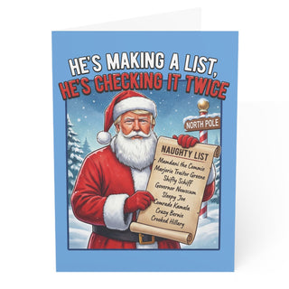 Naughty List Christmas Greeting Card - Set of 1, 10, 30, or 50pcs