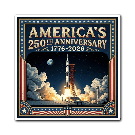 Saturn V Rocket Launch - America's 250th 1776-2026 Refrigerator Magnet