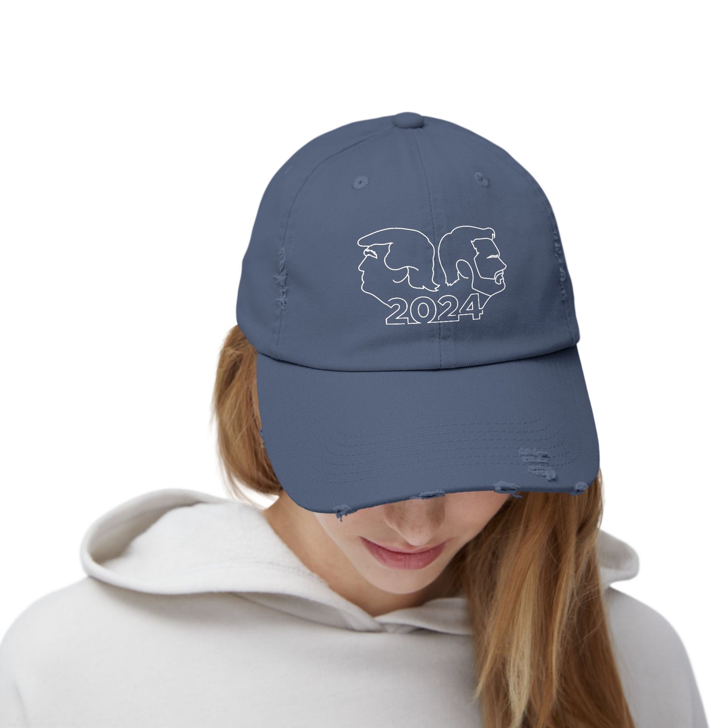 Trump Vance Line Art Distressed Cap