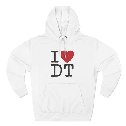 I Love DT White Fleece Hoodie