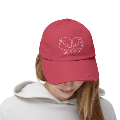 Trump Vance Line Art Distressed Cap