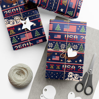 USA 250th Sweater Style Gift Wrapping Paper