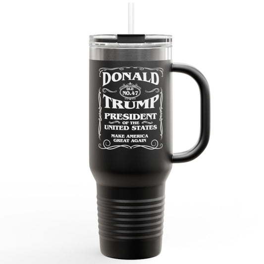 Donald Trump Whiskey Label Insulated Travel Mug, 40oz