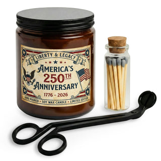 America's 250th Anniversary Soy Candle Set — Patriotic Candle with Matches & Wick Trimmer