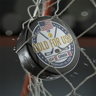 "Gold For USA" Commemorative Hockey Puck - Only 2,026 Available