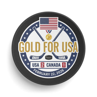 "Gold For USA" Commemorative Hockey Puck - Only 2,026 Available