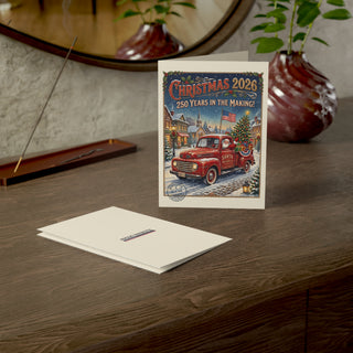 "Christmas 2026, 250 Years in the Making" Santa Delivery Truck Christmas Cards (1, 10, 30, and 50pcs)