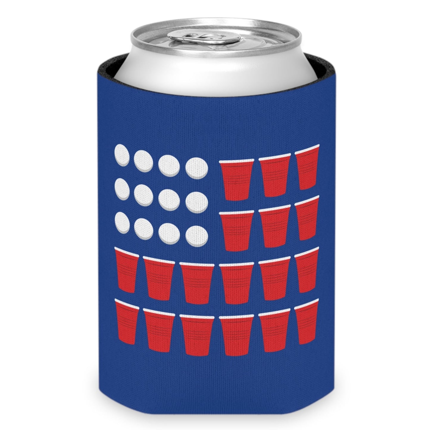 Beer Pong American Flag Can Koozie