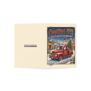 "Christmas 2026, 250 Years in the Making" Santa Delivery Truck Christmas Cards (1, 10, 30, and 50pcs)