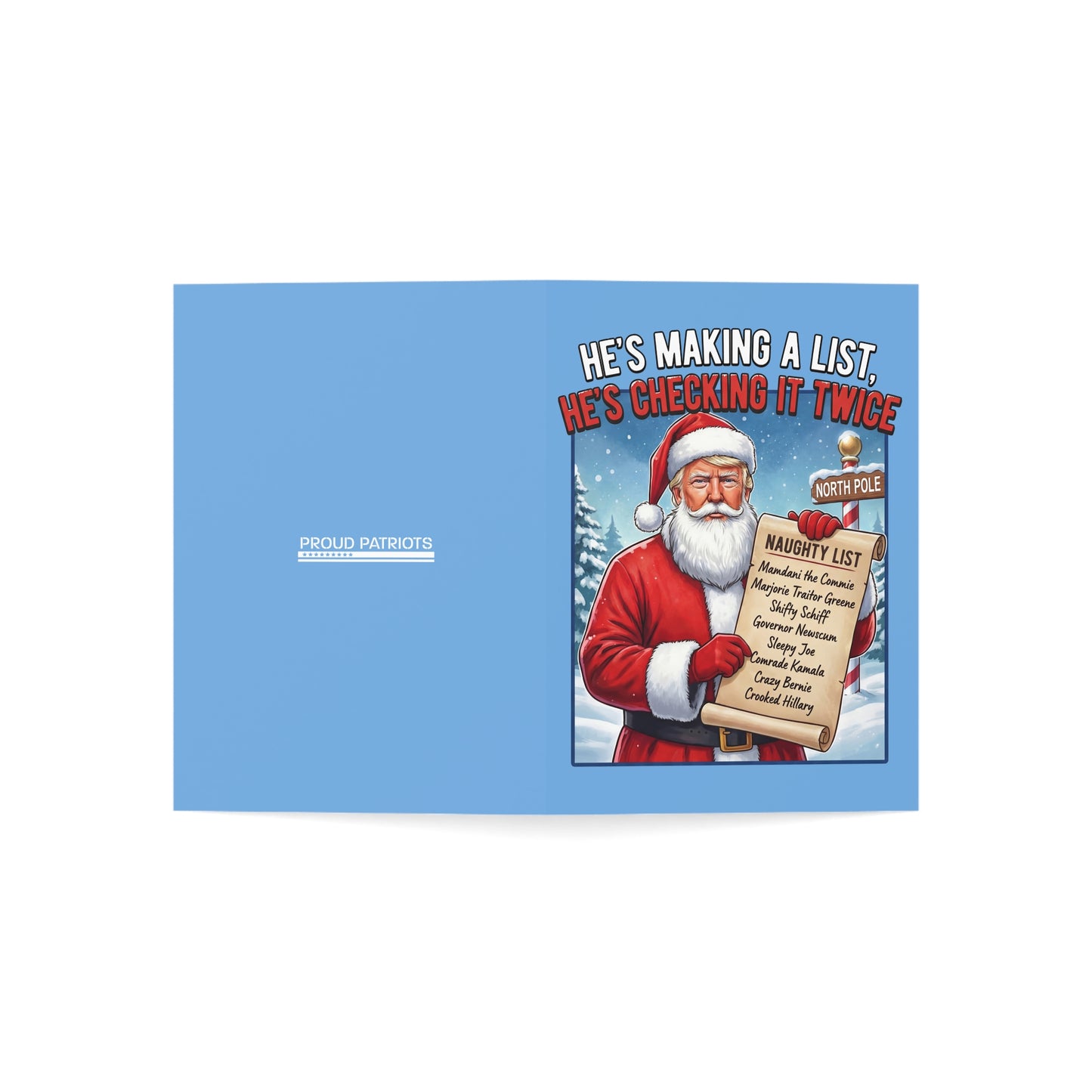 Naughty List Christmas Greeting Card - Set of 1, 10, 30, or 50pcs