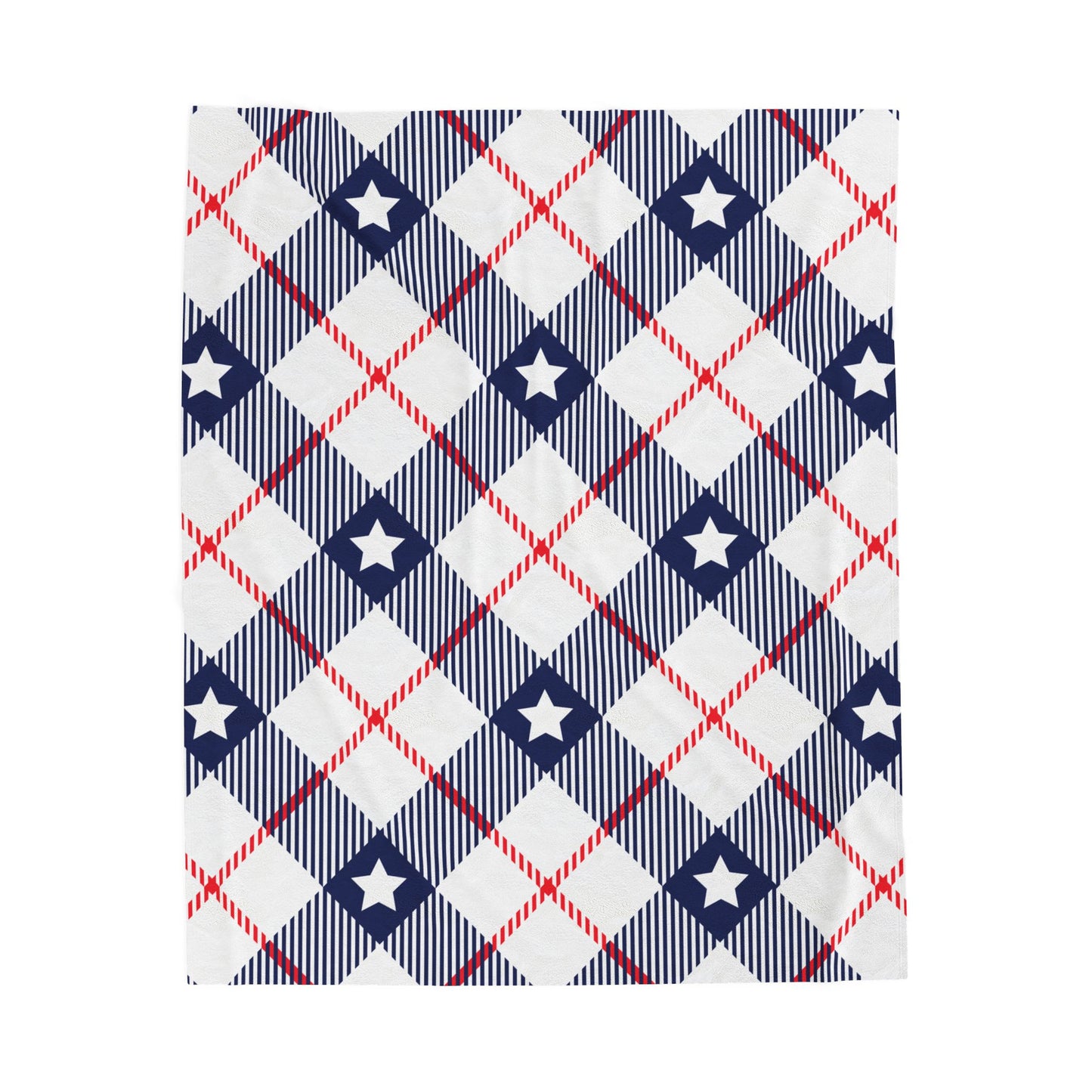 Red White Blue Plaid Pattern Plush Blanket