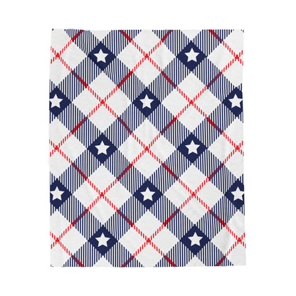 Red White Blue Plaid Pattern Plush Blanket