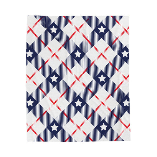 Red White Blue Plaid Pattern Plush Blanket